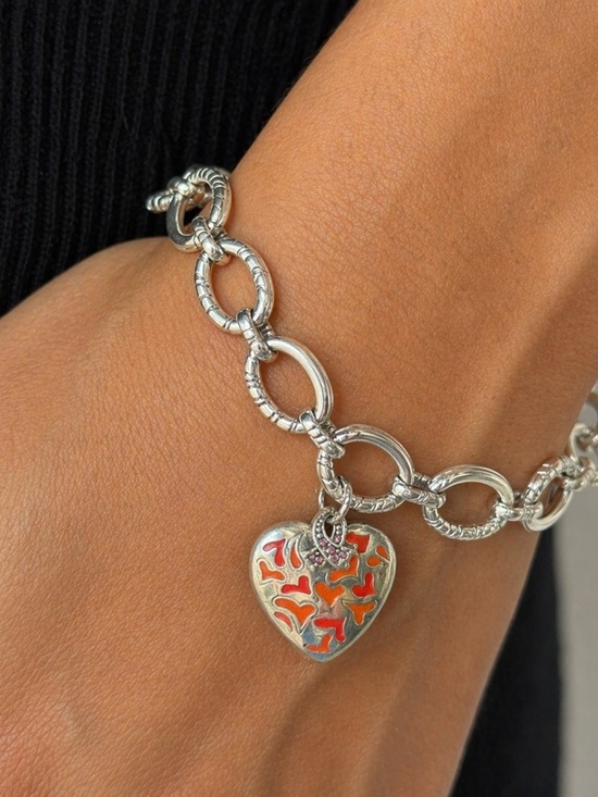 Brighton Jewelry - Silver Heart Charm Bracelet
